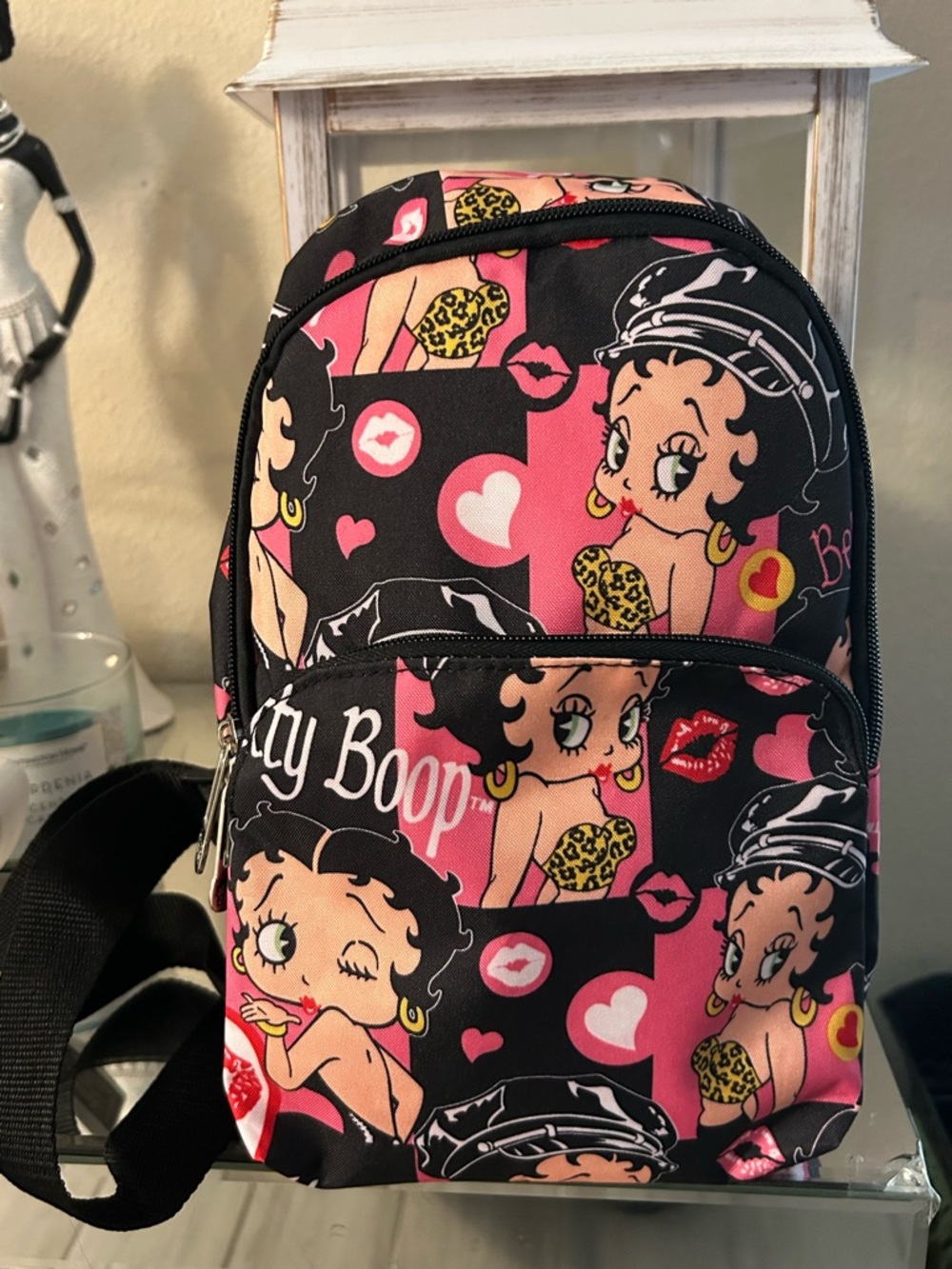 Betty Boop Pink, Black & Yellow Cartoon sling bag